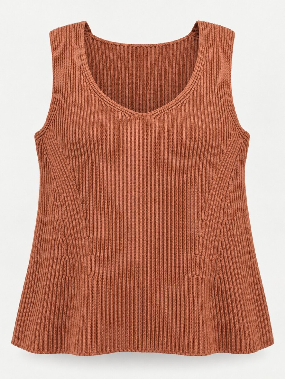 Vince Rust Ribbed Cotton Sweater Vest Size M Italian Yarn